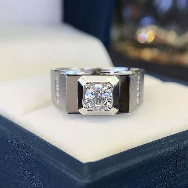 Lab Created Diamond Ring White Gold Squar Men Wedding Ring D Vvs Diamond big Size Engagment Ring for Male 3