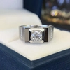 Lab Created Diamond Ring White Gold Squar Men Wedding Ring D Vvs Diamond big Size Engagment Ring for Male 3