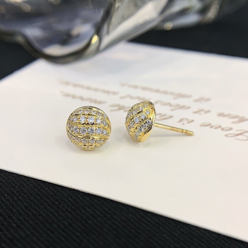 Minimalism White /Yellow Geometric Ball Earring 14k 18k Real Gold Frosted Round Bead Stud Earrings for Women 3