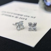 Four-Leaf Clover Flash Diamond Earrings Women 14k 18k Needle Earrings white gold Luxury Design Ladies Girl Lab diamond Stud Earring 2