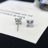 Four-Leaf Clover Flash Diamond Earrings Women 14k 18k Needle Earrings white gold Luxury Design Ladies Girl Lab diamond Stud Earring 3