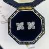 Four-Leaf Clover Flash Diamond Earrings Women 14k 18k Needle Earrings white gold Luxury Design Ladies Girl Lab diamond Stud Earring 5