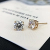 Custom Women Real Trendy Jewelry Round Lab Diamond Stud 18K Gold Earrings 2