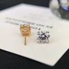 Custom Women Real Trendy Jewelry Round Lab Diamond Stud 18K Gold Earrings 4