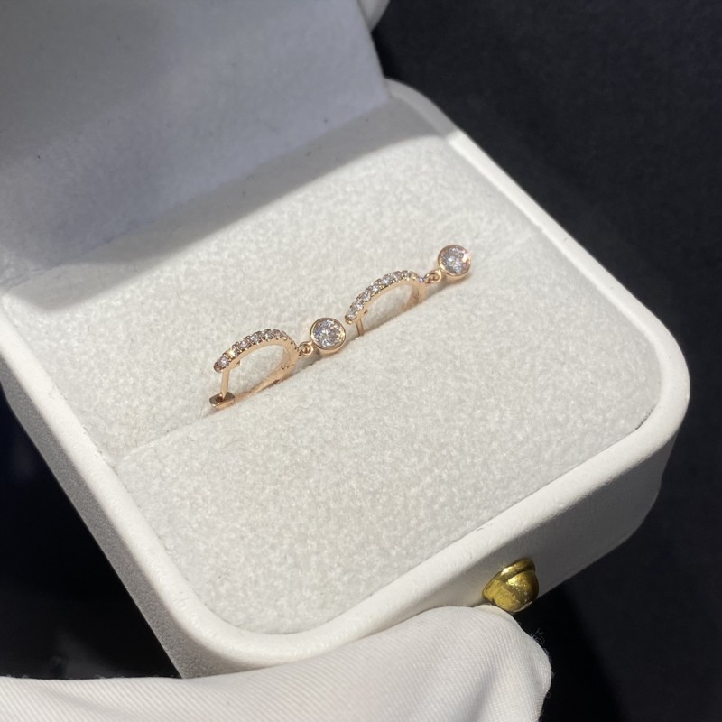 Solid Real Gold 14K 18K Round Diamond Charm Drop Huggies Earrings Pedant Lab Diamond Earrings for Women 2