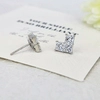 OEM Custom 3 Stone Diamond Earrings Lab Created Diamond Earrings in 14K White Gold Stud Earrings 4