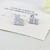 OEM Custom 3 Stone Diamond Earrings Lab Created Diamond Earrings in 14K White Gold Stud Earrings 3