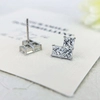 OEM Custom 3 Stone Diamond Earrings Lab Created Diamond Earrings in 14K White Gold Stud Earrings 2