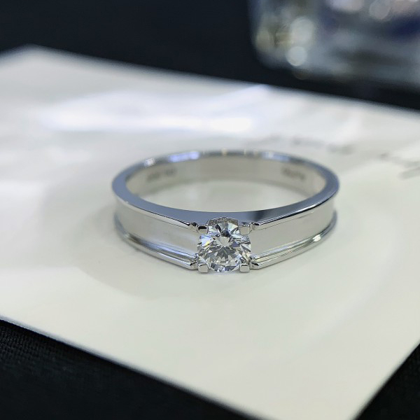 18K White Gold 0.3CT Lab Grown Diamond Man Engagement Wedding Band Ring Boy Gift Ideas