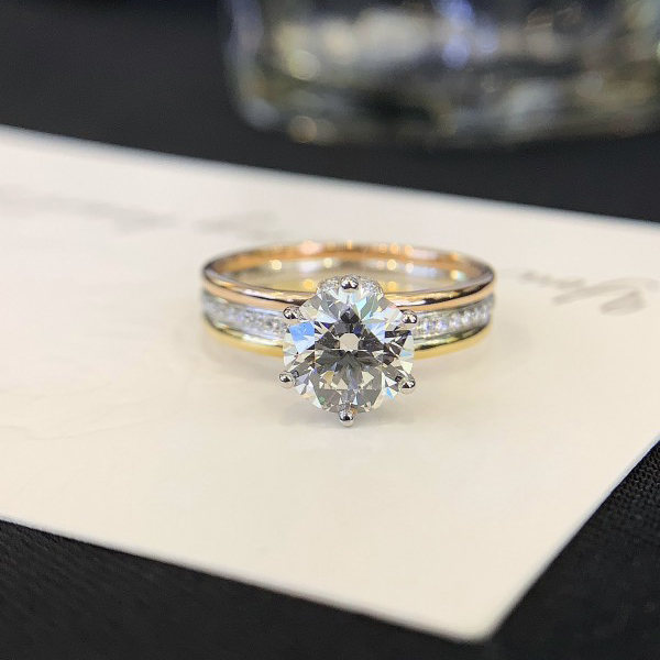 Round Design Jewelry Yellow 14K/18K Gold Diamond Party Wedding Ring Lab Diamond Rings 4