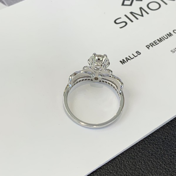 Delicate Double Sparkle Crown Design Lab-Grown Diamond Engagement Wedding Ring 2