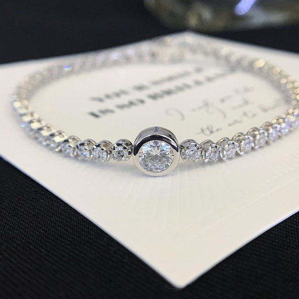 14K Gold Moissanite Diamond Tennis Chain 5mm Iced out Real Solid Gold Tennis Bracelet Tennis Chain
