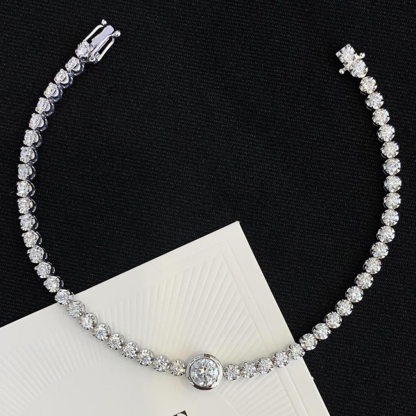 14K Gold Moissanite Diamond Tennis Chain 5mm Iced out Real Solid Gold Tennis Bracelet Tennis Chain 3