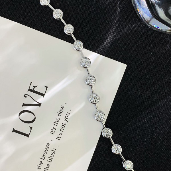 Factory OEM Custom Fashion Hiphop White Round Lab Diamonds Tennis Bracelet with 18K Gold Women Fine Jewelry 2