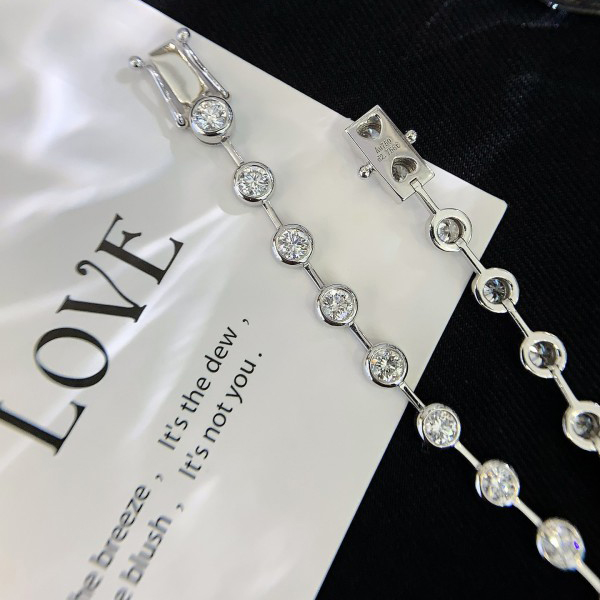 Factory OEM Custom Fashion Hiphop White Round Lab Diamonds Tennis Bracelet with 18K Gold Women Fine Jewelry 3