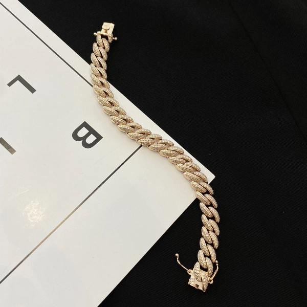 Factory OEM 2024 New Design 9K 14K 18K  Gold Plain Bracelet Lab Grown Diamond Ice Out Hip Hop Cuban Link Chain 1