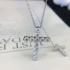 Fine Jewelry Bling Iced out White Gold 14K/18K Charms Round Lab Diamond  Cross Jesus Pendant Necklace for Men 1