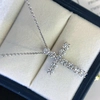Fine Jewelry Bling Iced out White Gold 14K/18K Charms Round Lab Diamond  Cross Jesus Pendant Necklace for Men 5