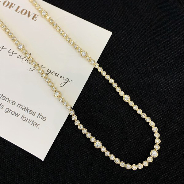 Fine Jewelry 14k yellow gold Iced out Chains Round Lab created Diamond  Clustered Bubble Shape Necklace