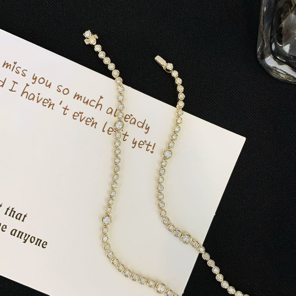 Fine Jewelry 14k yellow gold Iced out Chains Round Lab created Diamond  Clustered Bubble Shape Necklace 2