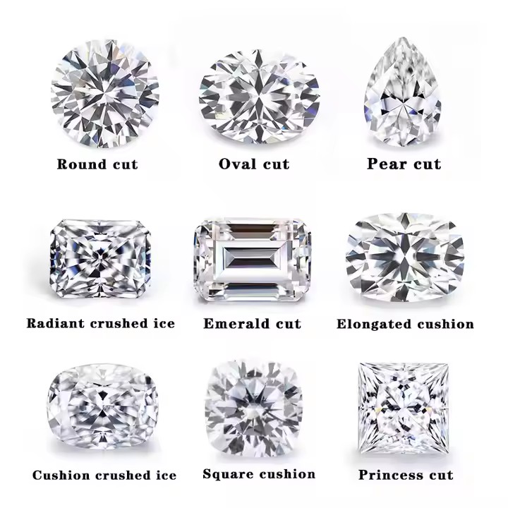 1ct Moissanite Loose Gra Certified Moissanite Stone Fancy Round Emerald Oval Radiant Cushion cut for Rings