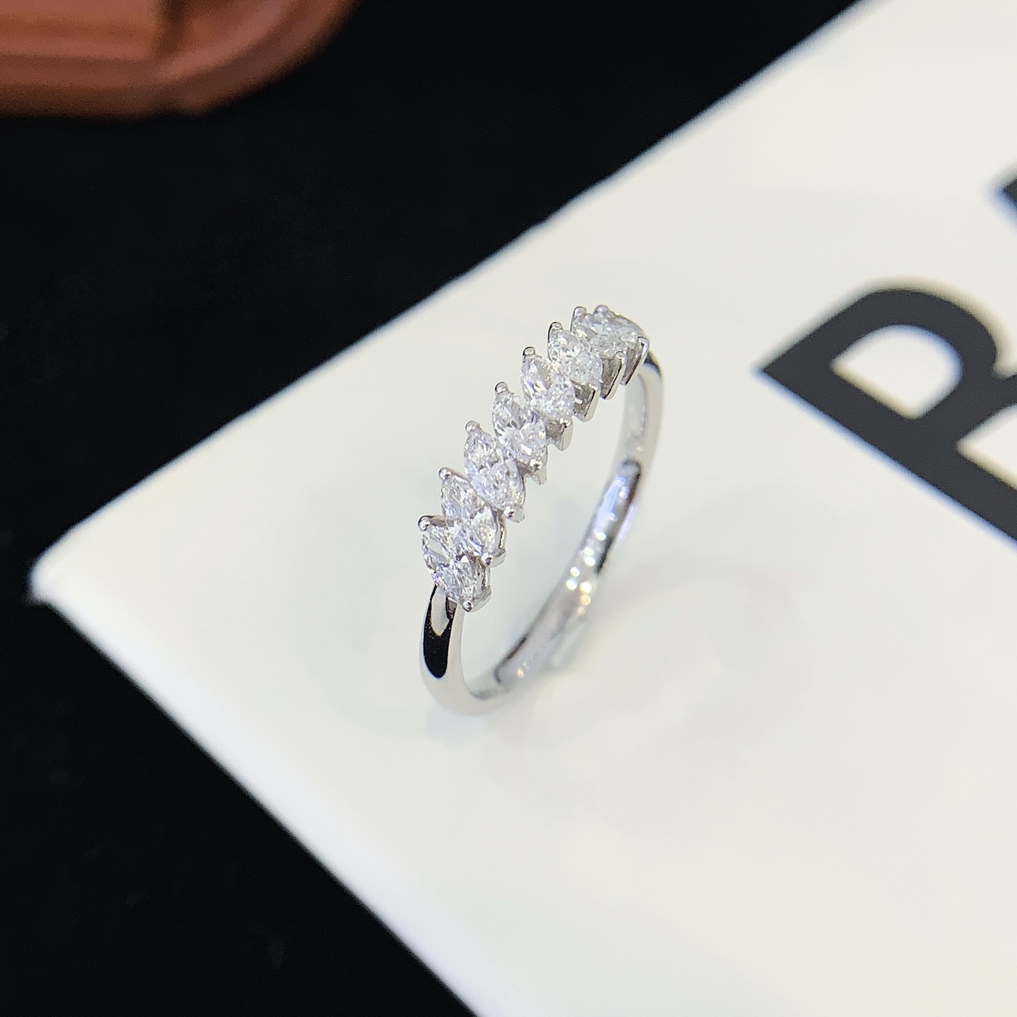 Men Women Hiphop Ice out Jewelry 18K Real Gold White Gold Plated Half Eternity Vvs Marquise Lab Diamond Rings 3