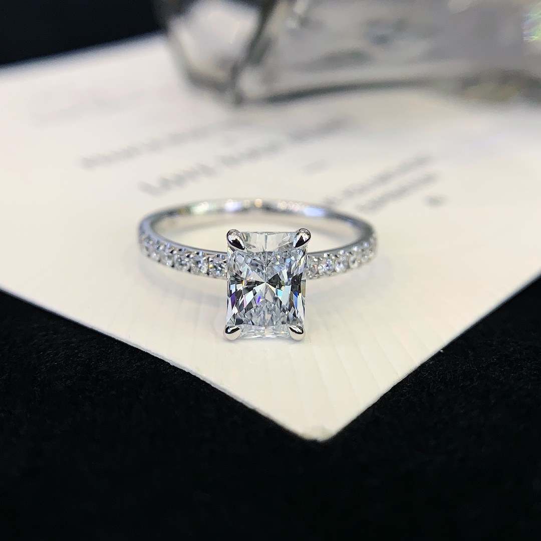 Fine Jewelry Princess Cut Ring 14k 18k 24k White Lab Grown Diamond Halo Ring Simple Design for Engagement Wedding
