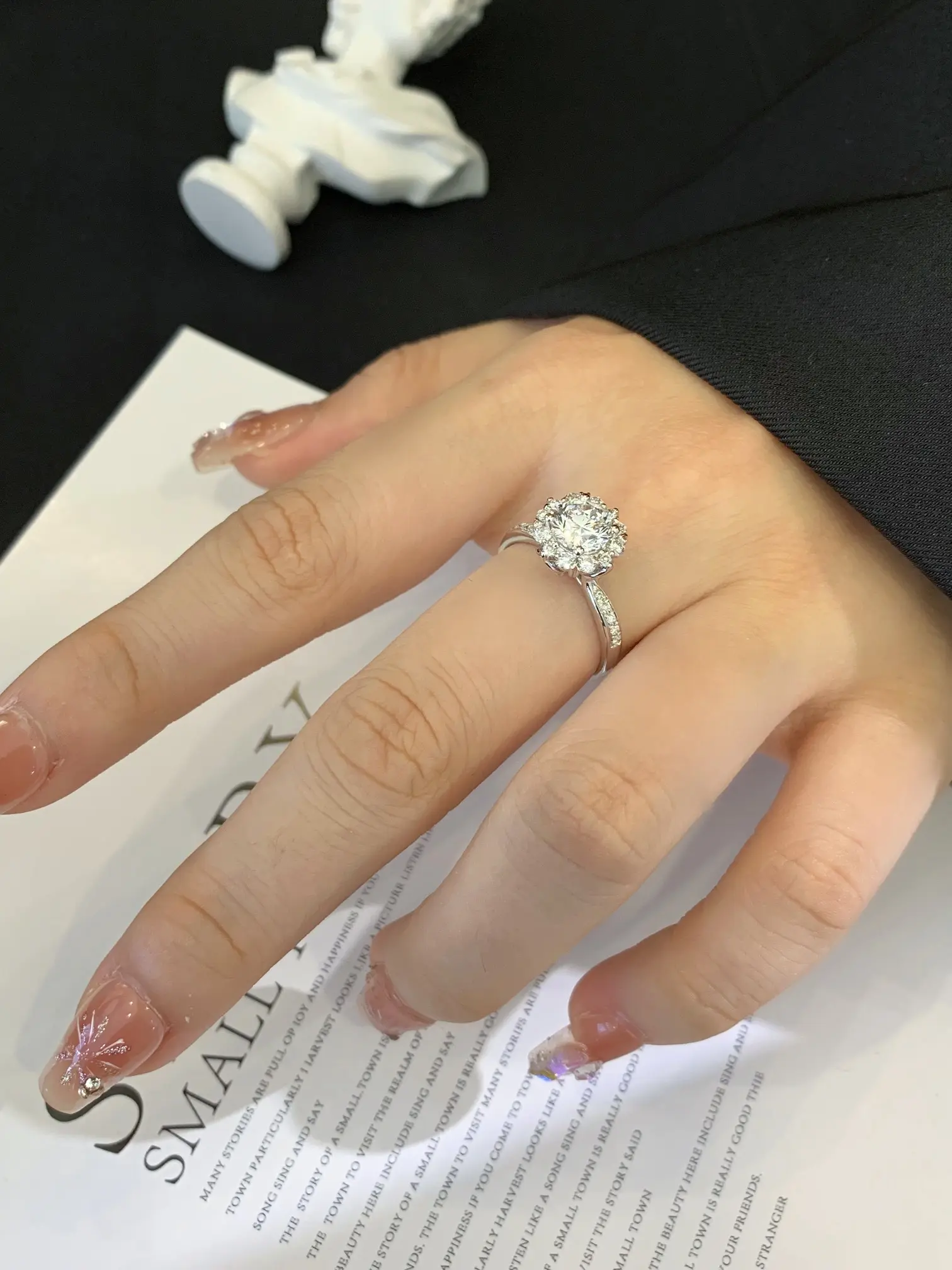Lightweight Lab Diamond Halo Ring Fast Delivery 5