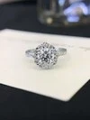 Stock Designer Ring 18K White Gold High Quality Jewelry Round CVD Lab Grown Diamond Luxury Engagement Halo Ring 2