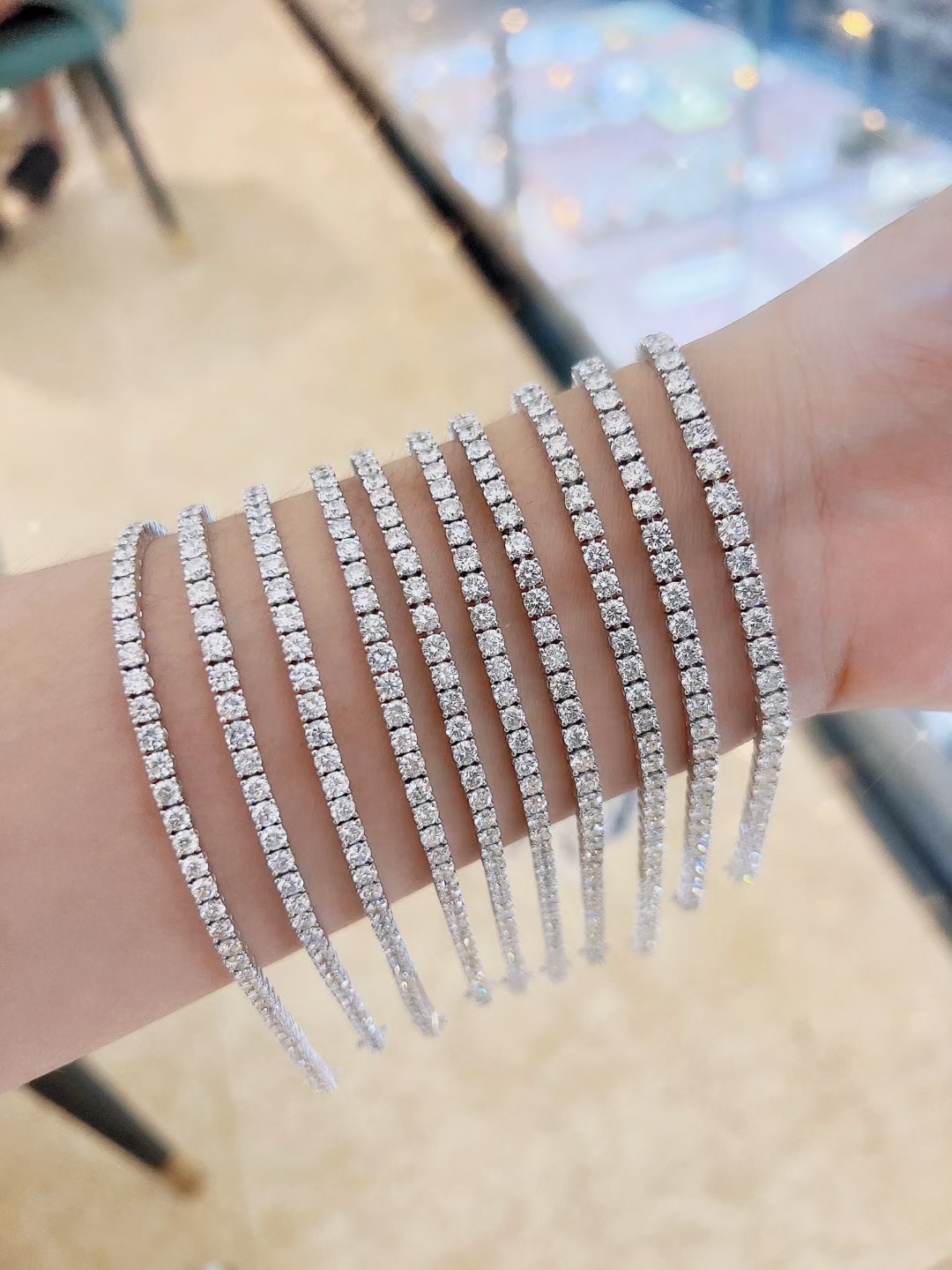 Wholesale 925 Sterling Silver Mossanite Tennis Chain 2-6mm VVS Diamond Moissanite Tennis Bracelet in Stock 8