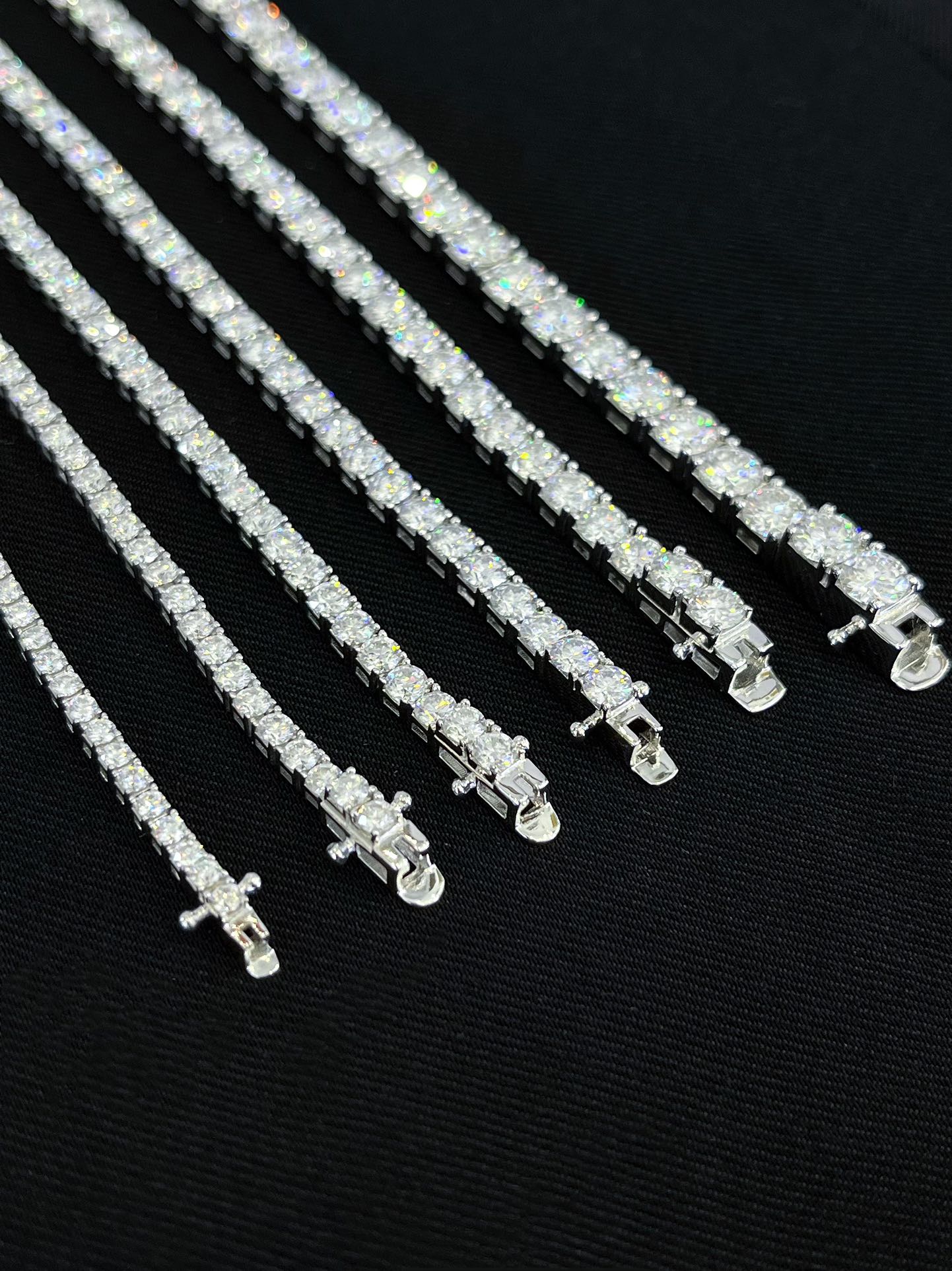 Wholesale 925 Sterling Silver Mossanite Tennis Chain 2-6mm VVS Diamond Moissanite Tennis Bracelet in Stock 7