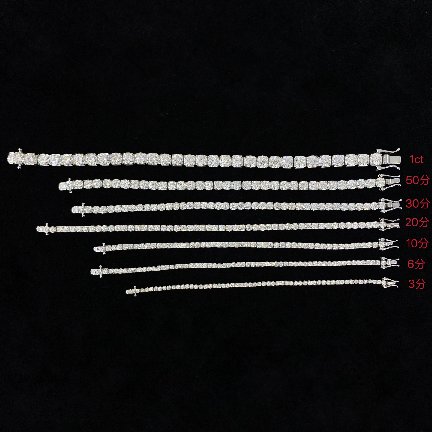 Wholesale 925 Sterling Silver Mossanite Tennis Chain 2-6mm VVS Diamond Moissanite Tennis Bracelet in Stock 4