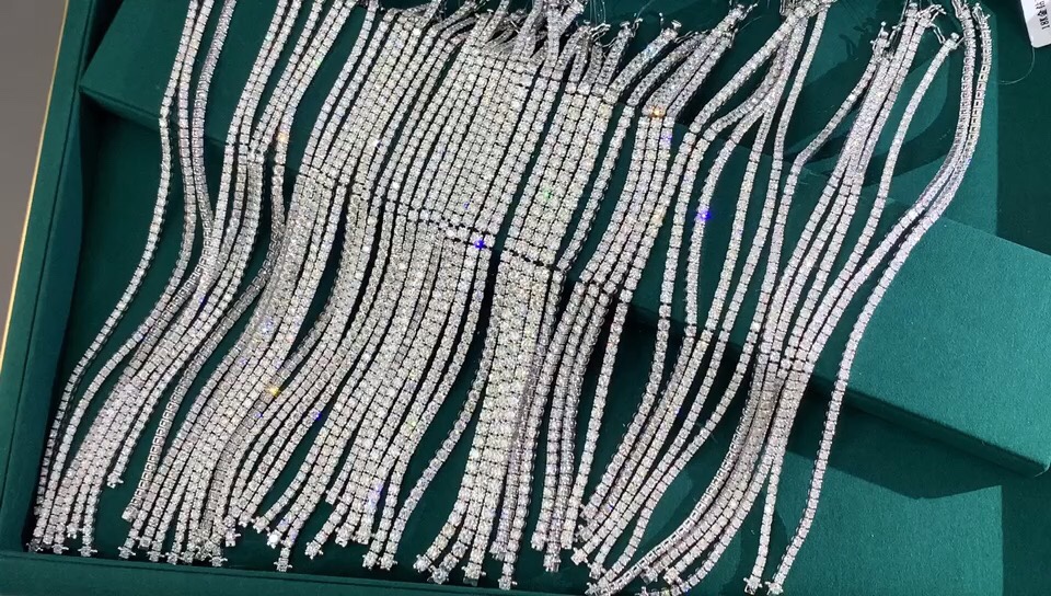 Wholesale 925 Sterling Silver Mossanite Tennis Chain 2-6mm VVS Diamond Moissanite Tennis Bracelet in Stock 9