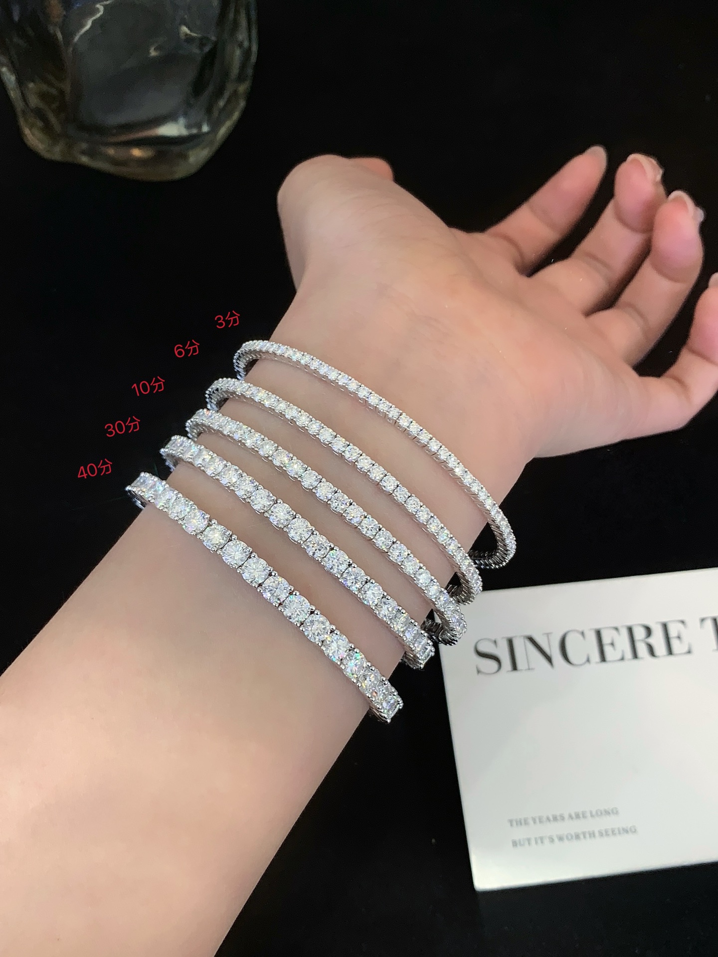 Fine Jewelry Moissanite Jewelry Moissanite Bracelets & Bangles 5mm 6.5mm Moissanite Tennis Diamond Chain 925 Silver 18k Gold Plated VVS Moissanite Tennis Chain Fine Jewelry Bracelet 3