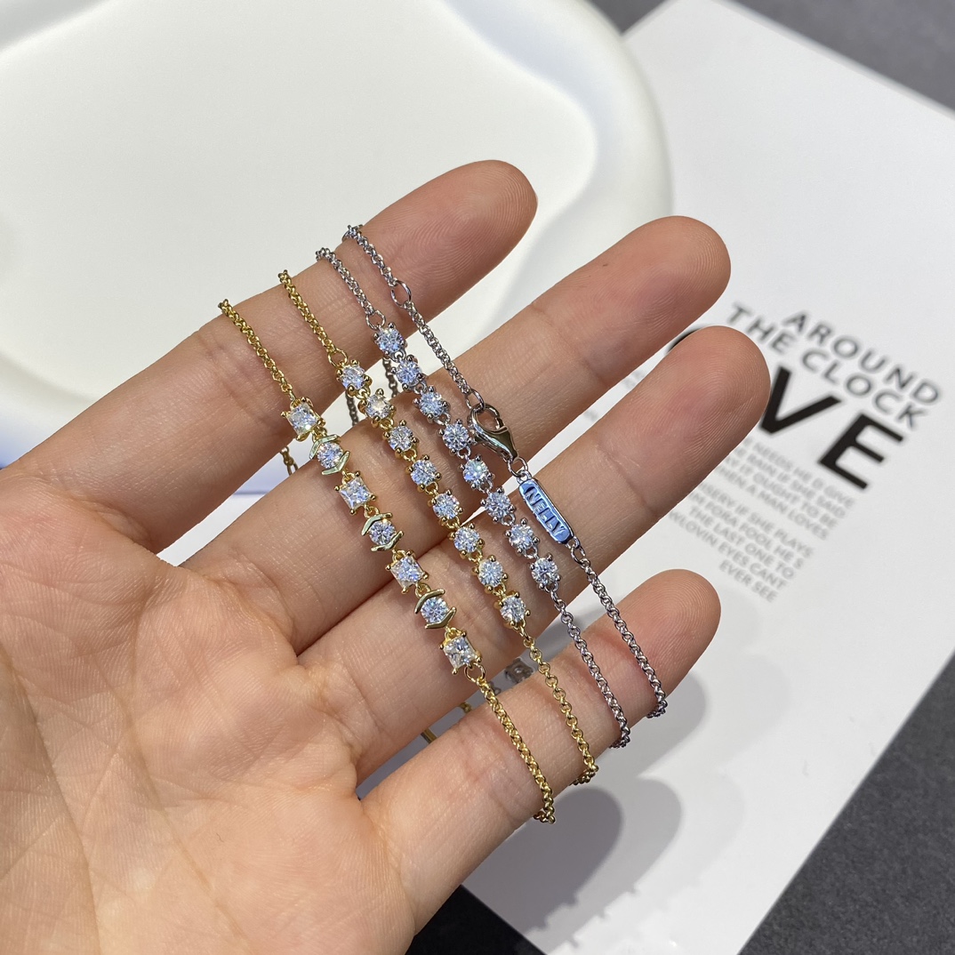 Minimalist Silver Moissanite Diamond Bracelet Thin Chain Jewelry 925 Sterling Stacking Bracelet Jewelry 6
