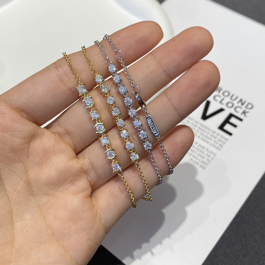 Minimalist Silver Moissanite Diamond Bracelet Thin Chain Jewelry 925 Sterling Stacking Bracelet Jewelry 3