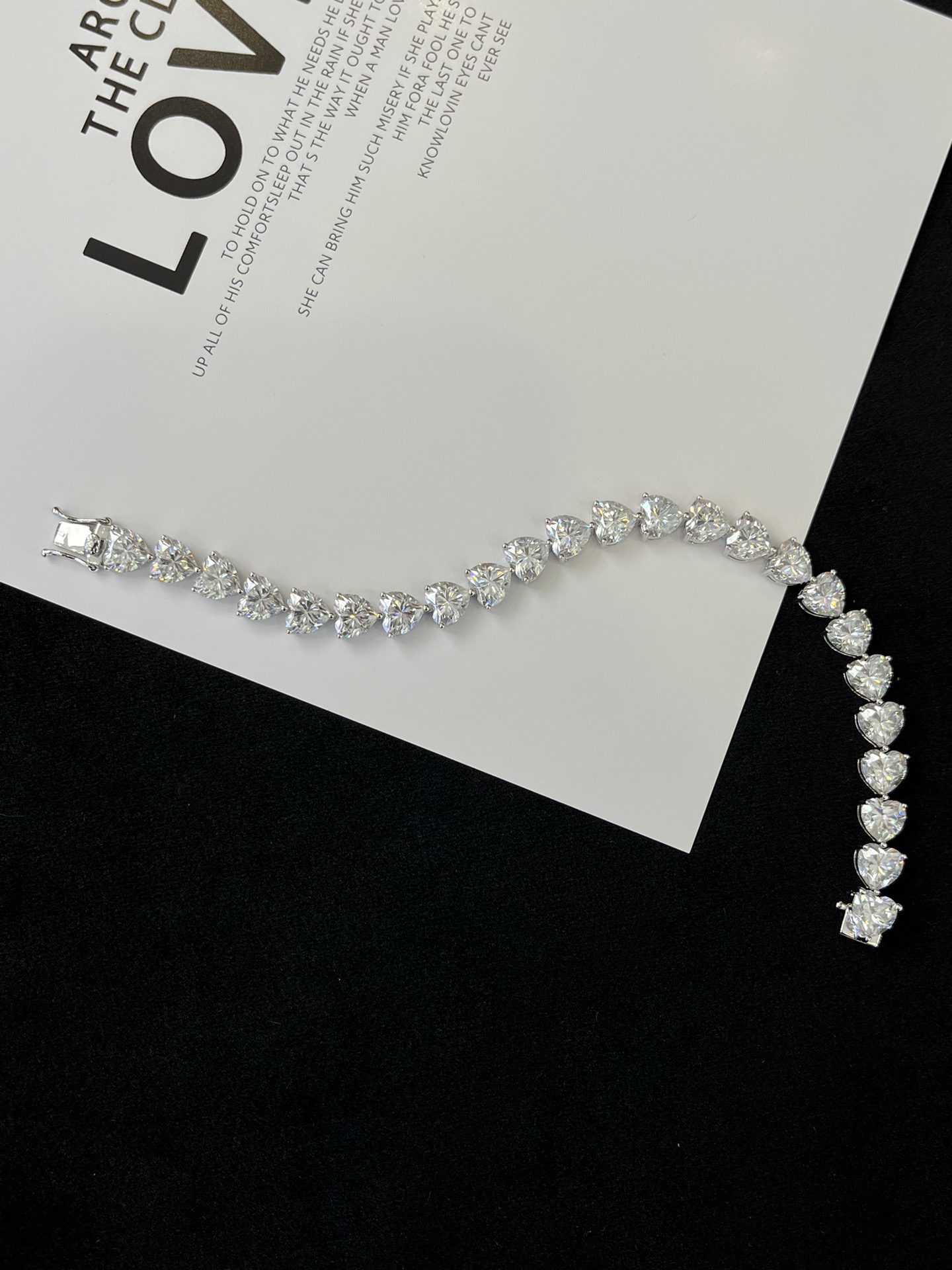 925 Sterling Silver Women′s Fashion Jewelry Heart Shaped Tennis Chain Design Elegant Style Chain Tennis Bracelet 4