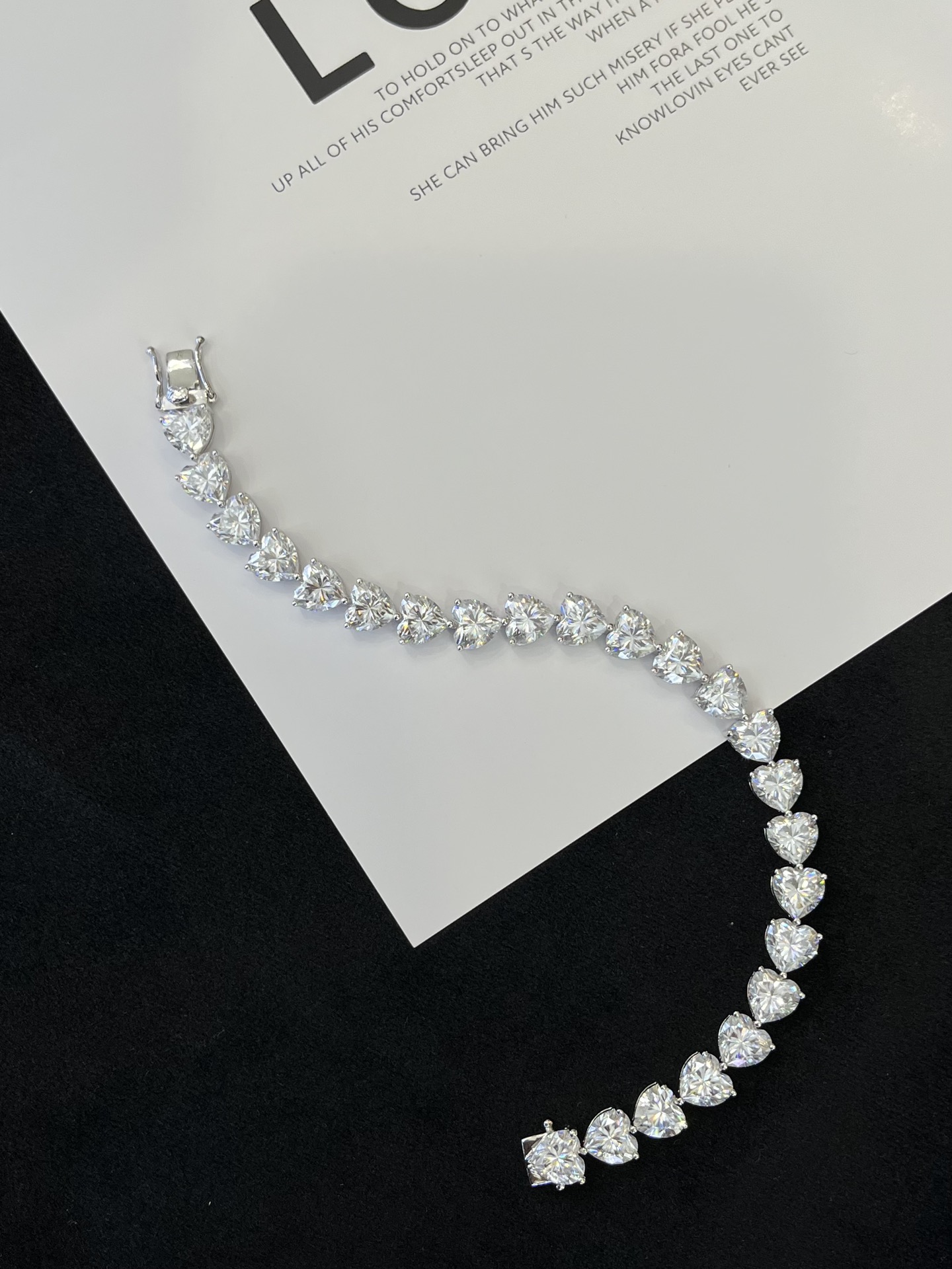 925 Sterling Silver Women′s Fashion Jewelry Heart Shaped Tennis Chain Design Elegant Style Chain Tennis Bracelet 6