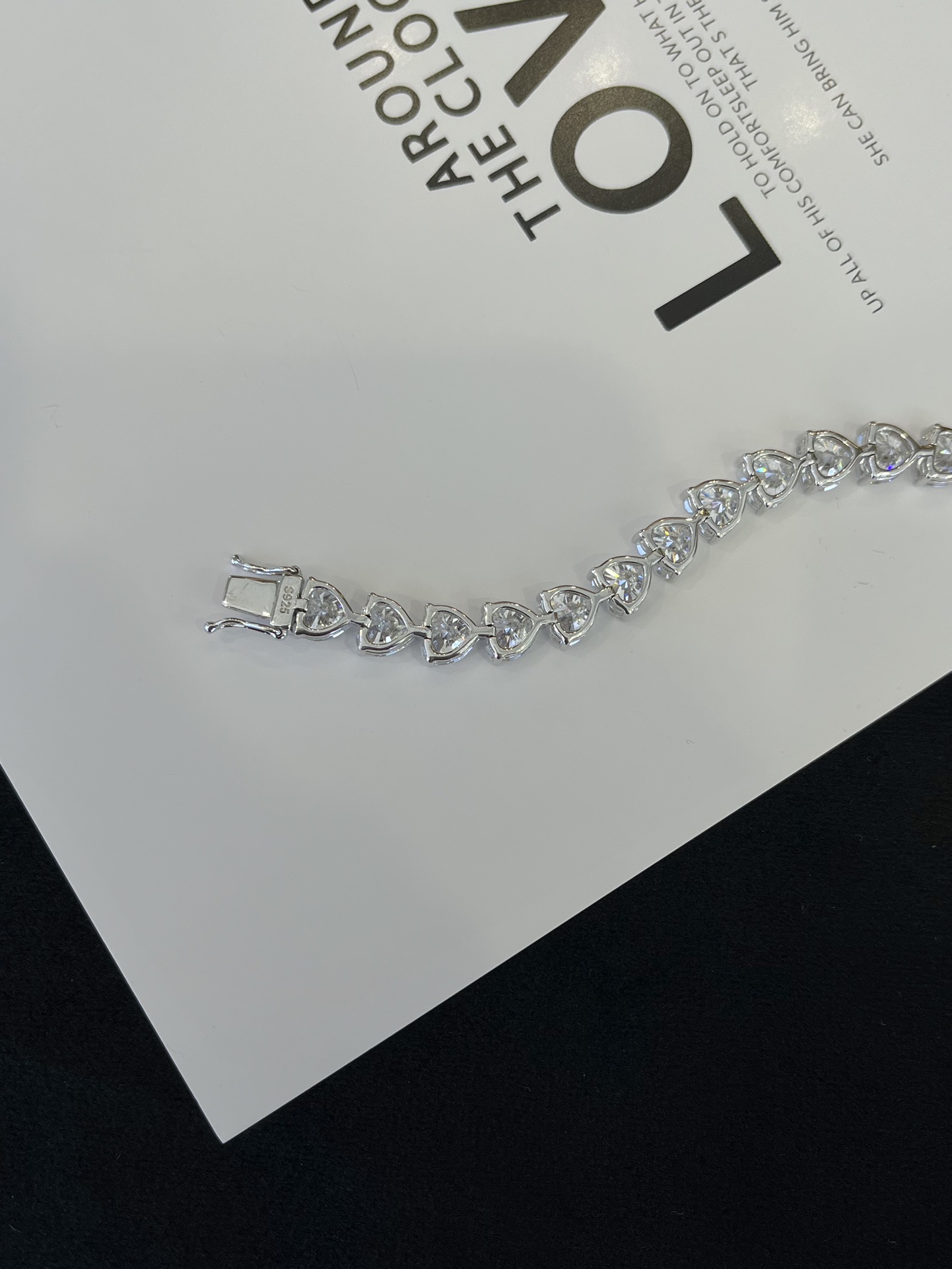 925 Sterling Silver Women′s Fashion Jewelry Heart Shaped Tennis Chain Design Elegant Style Chain Tennis Bracelet 5