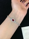 Oval Shape Lab Ruby Gemstone Charm Silver 925 Tennis Bracelet Bubble Link Chain 5