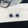 S925 Sterling Silver Classic Colorful Black Moissanite Diamond Earrings Round Stud Earring for Women 6