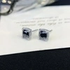 S925 Sterling Silver Classic Colorful Black Moissanite Diamond Earrings Round Stud Earring for Women 5