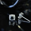 S925 Sterling Silver Classic Colorful Black Moissanite Diamond Earrings Round Stud Earring for Women 2