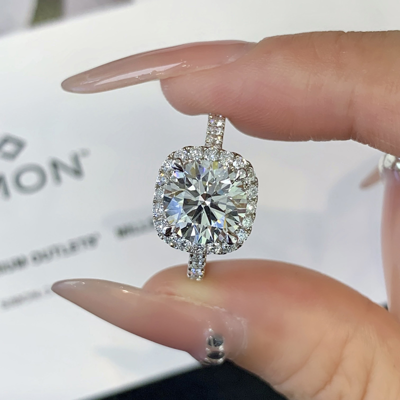 2.55ct Round Lab diamond Halo Wedding Ring