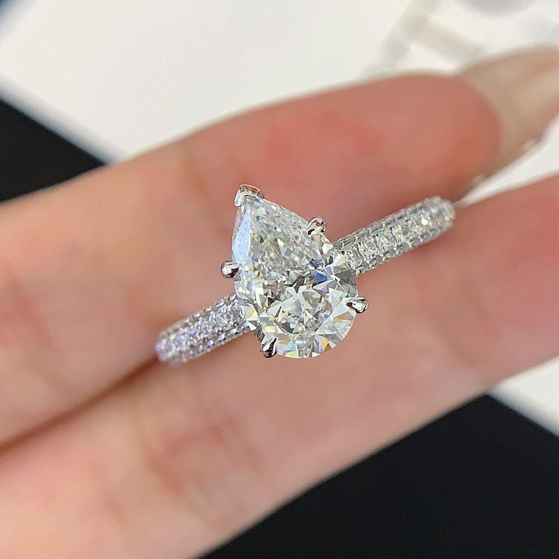 2.0ct waterdrop lab diamond 18K wedding ring