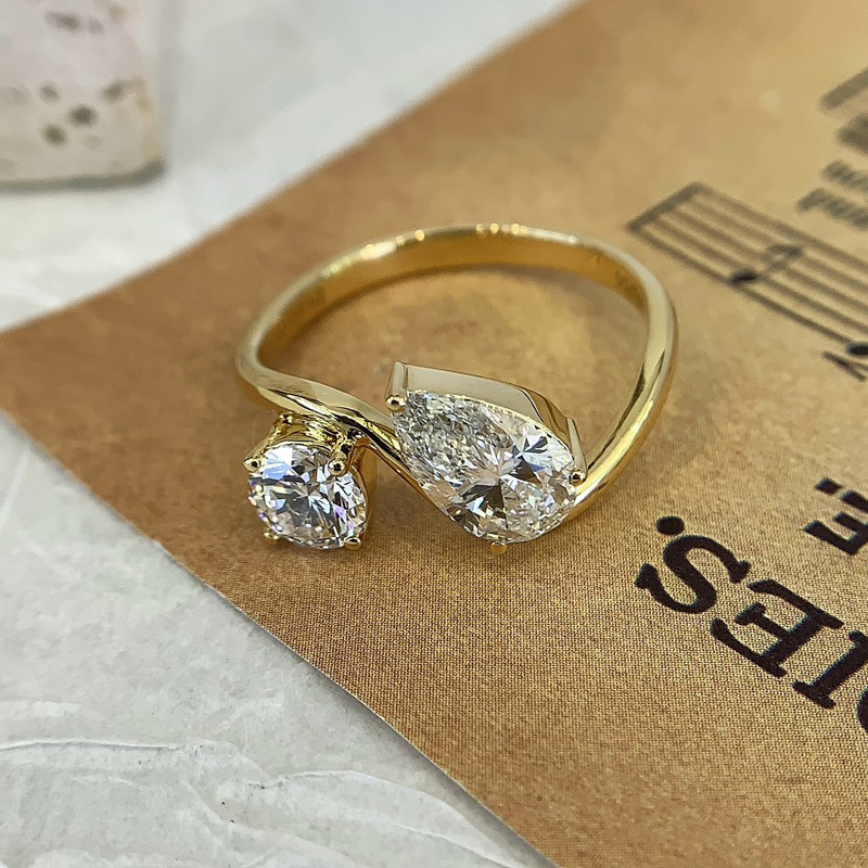 18K Yellow Gold ( Toi et Moi) Two Stone Ring