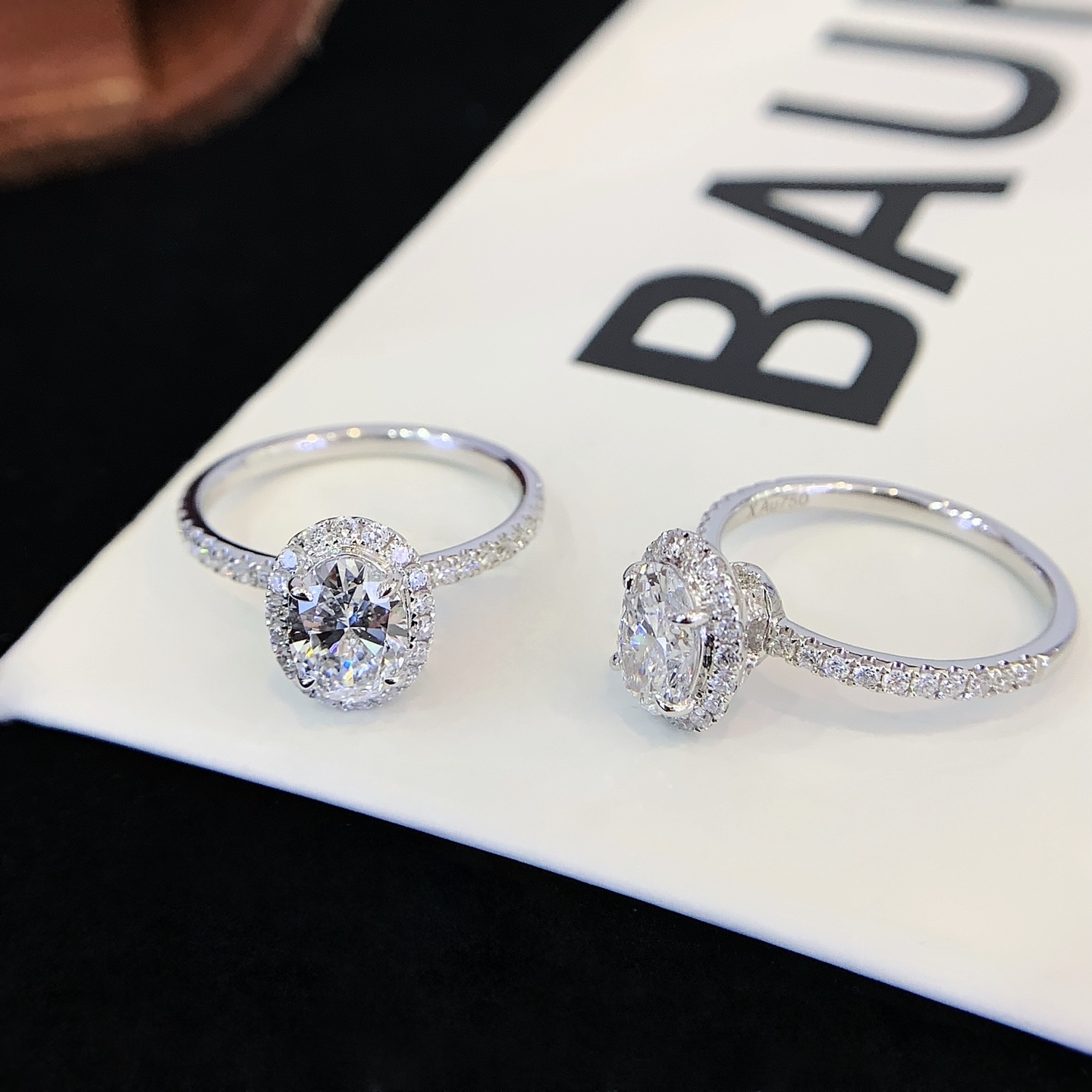 Fine Jewelry Micro Pave 14k 18K Solid Gold Lab Grown Diamond CVD Ring Oval Shape Halo VVS2 Engagement Rings 3