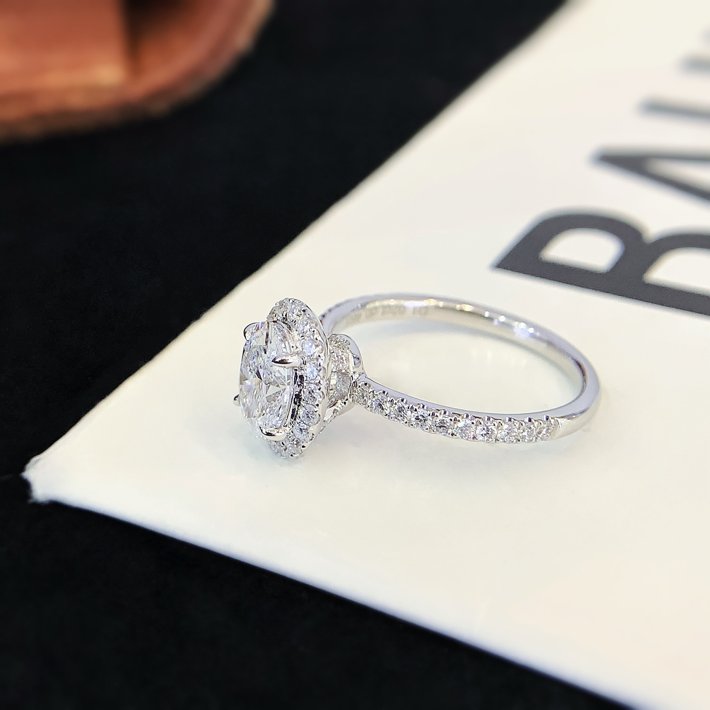 Fine Jewelry Micro Pave 14k 18K Solid Gold Lab Grown Diamond CVD Ring Oval Shape Halo VVS2 Engagement Rings 6