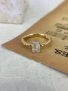 Wholesale Fashion Women's 18K Gold Fine Jewelry Twist Thin Emerald Cut Lab Diamond Ring Square Diamond Ring Women 2