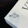 Trendy 14k 18k White Gold Rings for Women 1.05ct Oval Cut Lab Diamond Solitaire Ring Engagement Wedding Band 3